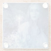 Sneeuwkoningin met kerstcadeaus glazen onderzetter (Achterkant)