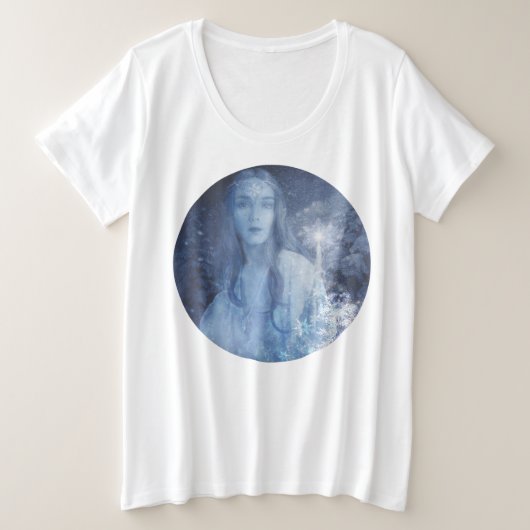 Sneeuwkoningin met kerstcadeaus grote maat t-shirt (Design voorkant)