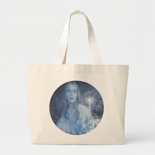 Sneeuwkoningin met kerstcadeaus grote tote bag (Voorkant)