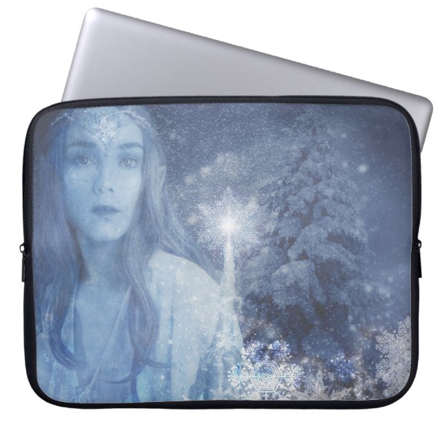 Sneeuwkoningin met kerstcadeaus laptop sleeve (Voorkant)