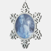 Sneeuwkoningin met kerstcadeaus tin sneeuwvlok ornament (Rechts)