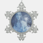 Sneeuwkoningin met kerstcadeaus tin sneeuwvlok ornament (Voorkant)