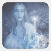 Sneeuwkoningin met kerstcadeaus vierkante sticker (Voorkant)