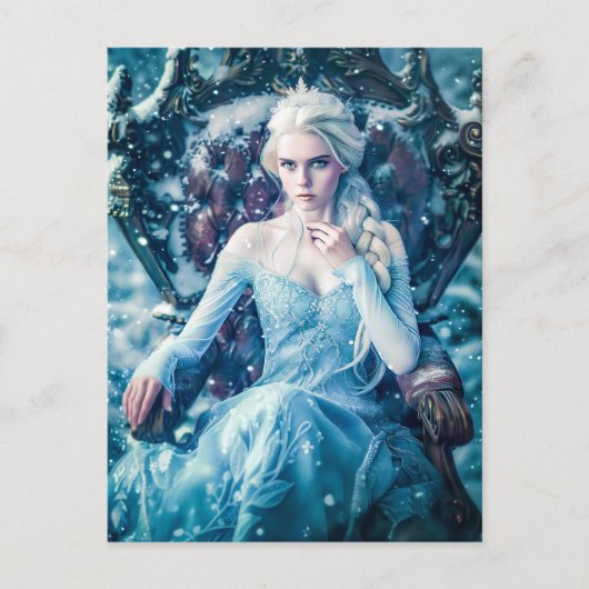 Sneeuwkoningin op haar troon briefkaart (Voorkant)
