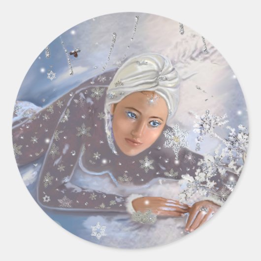 Sneeuwkoningin. Ronde Sticker (Voorkant)
