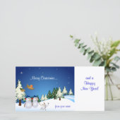 Sneeuwkoppel en hond feestdagenkaart (Staand voorkant)