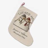 Sneeuwkoppel gepersonaliseerd (2-zijdig) grote kerstsok (Voorkant (Hangend))