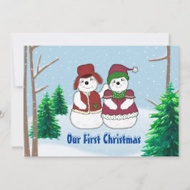Sneeuwkoppel Kerstkaart Plat Vakantiekaart