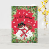 Sneeuwkoppel, onze eerste kerstkaart kaart (Gele Bloem)