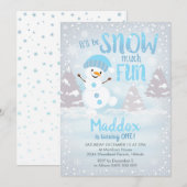 Sneeuwkraan 1e verjaardag Uitnodiging Winter Jonge (Voorkant / Achterkant)