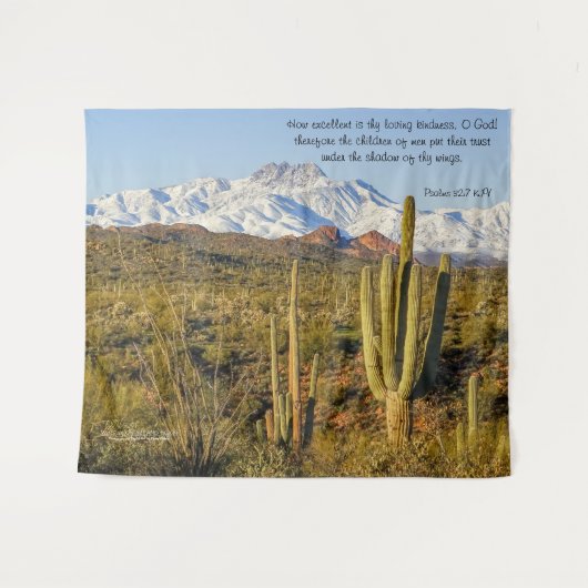 Sneeuwkraan met vier pieken in de bergen Saguaro C Wandkleed (Voorkant (horizontaal))