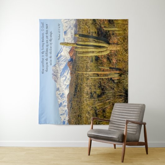 Sneeuwkraan met vier pieken in de bergen Saguaro C Wandkleed (In situ)