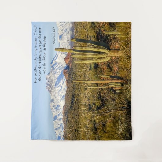 Sneeuwkraan met vier pieken in de bergen Saguaro C Wandkleed (Voorkant)