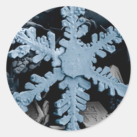 Sneeuwkristal 2 ronde sticker (Voorkant)