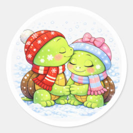 Sneeuwkus op het voorhoofd ronde sticker