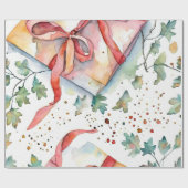 Sneeuwkussende rode Ornamenten Wrap Cadeaupapier (Vlak)