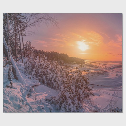 Sneeuwkust zee cadeaupapier (Vlak)