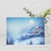 Sneeuwlandhuis budget Kerstmis Feestdagenkaart (Staand voorkant)