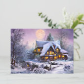 Sneeuwlandhuis budget Kerstmis Feestdagenkaart (Staand voorkant)