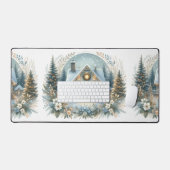 Sneeuwlandhuis Gloeiende Scene Bureaumat (Keyboard & Muis)