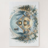 Sneeuwlandhuis Gloeiende Scene Legpuzzel (Verticaal)