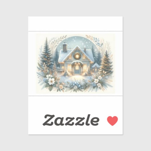 Sneeuwlandhuis Gloeiende Scene Sticker (Vel)