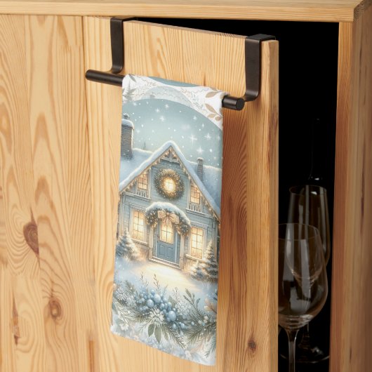 Sneeuwlandhuis Gloeiende Scene Theedoek (Derde Gevouwen)