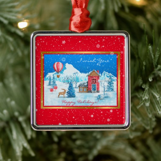 Sneeuwlandschap aanpassen metalen ornament (Boom)