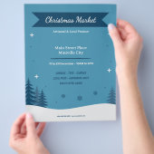 Sneeuwlandschap - Blauwe Kerstmarkt Flyer (Hand)