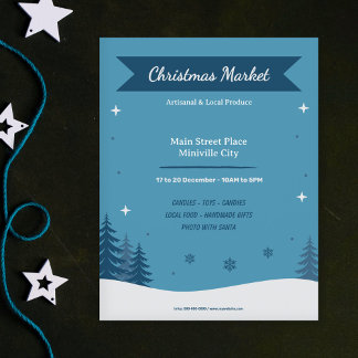 Sneeuwlandschap - Blauwe Kerstmarkt Flyer