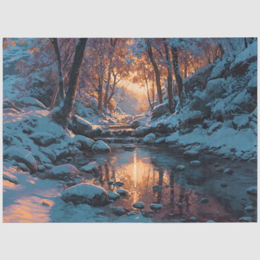 Sneeuwlandschap Decoupage Tissuepapier (Voorkant)