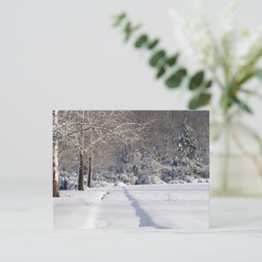Sneeuwlandschap. Een seizoensgebonden Briefkaart. Feestdagenkaart (Staand voorkant)