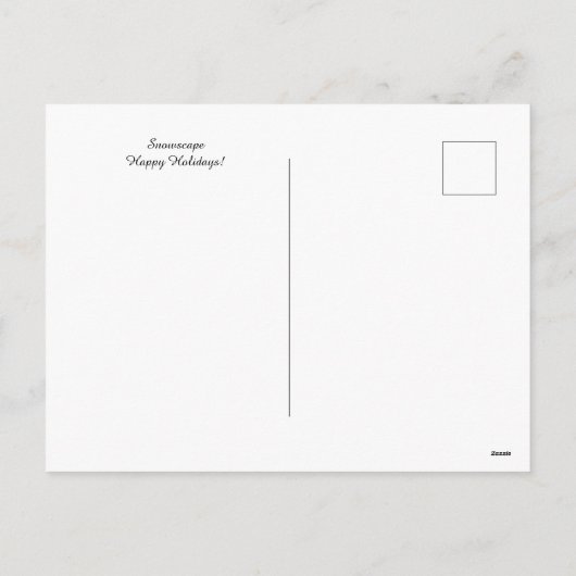 Sneeuwlandschap. Een seizoensgebonden Briefkaart. Feestdagenkaart (Achterkant)