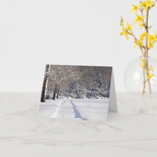 Sneeuwlandschap. Een vakantie seizoen Wenskaart Kaart (Gele Bloem)