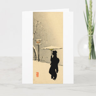 Sneeuwlandschap en Japanse Geisha no.2 Kaart