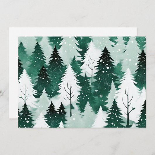 Sneeuwlandschap Evergreen Bomen Vrolijk Kerstfeest Feestdagenkaart (Voorkant / Achterkant)