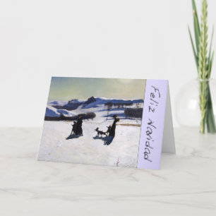 Sneeuwlandschap Feliz Navidad met Chrome Letters Feestdagen Kaart