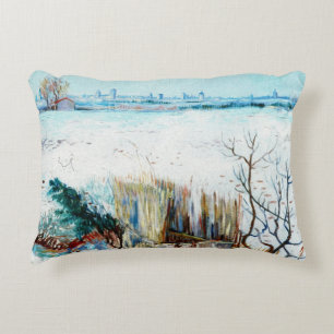 Sneeuwlandschap met Arles door Vincent van Gogh Decoratief Kussen
