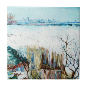 Sneeuwlandschap met Arles door Vincent van Gogh Tegeltje