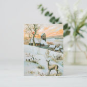  sneeuwlandschap met herten feestdagenkaart (Staand voorkant)
