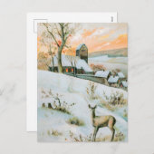 sneeuwlandschap met herten feestdagenkaart (Voorkant / Achterkant)