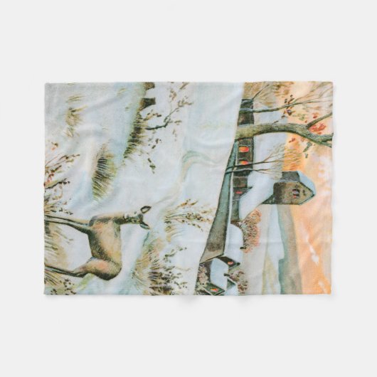 sneeuwlandschap met herten fleece deken (Voorkant (Horizontaal))