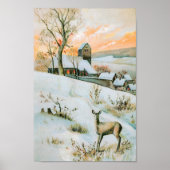  sneeuwlandschap met herten poster (Voorkant)