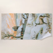  sneeuwlandschap met herten strandlaken (Voorkant)