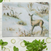  sneeuwlandschap met herten theedoek (Gevouwen)