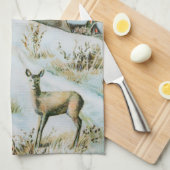  sneeuwlandschap met herten theedoek (Quarter Fold)