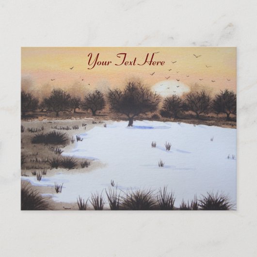 Sneeuwlandschap met kerst met sneeuwbedekking feestdagenkaart (Voorkant)