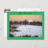 Sneeuwlandschap met kerst met sneeuwbedekking feestdagenkaart (Voorkant / Achterkant)