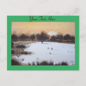 Sneeuwlandschap met kerst met sneeuwbedekking feestdagenkaart (Voorkant)