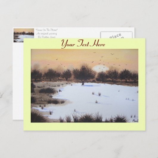 Sneeuwlandschap met kerst met sneeuwbedekking feestdagenkaart (Voorkant / Achterkant)